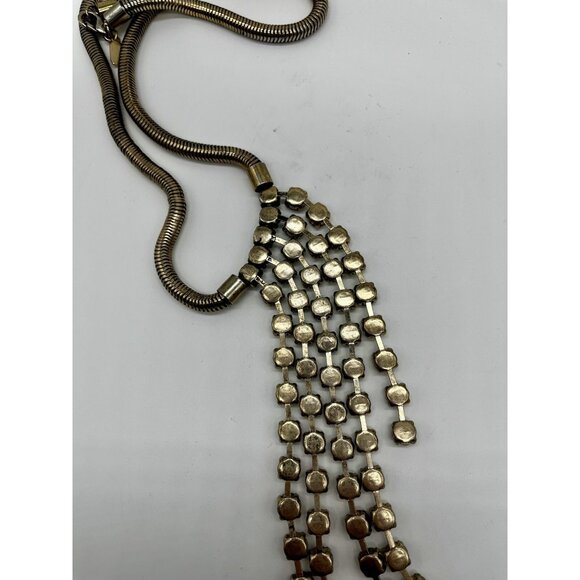 Smoke Clear Crystal Waterfall Necklace | Statement Faceted Glass Stones | Long 2 - Picture 6 of 6